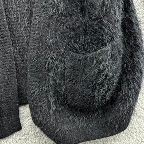 Pins & Needles Women's Medium Black Fuzzy Cardigan Open‎ Front Long Sleeves Cozy - Picture 8 of 11